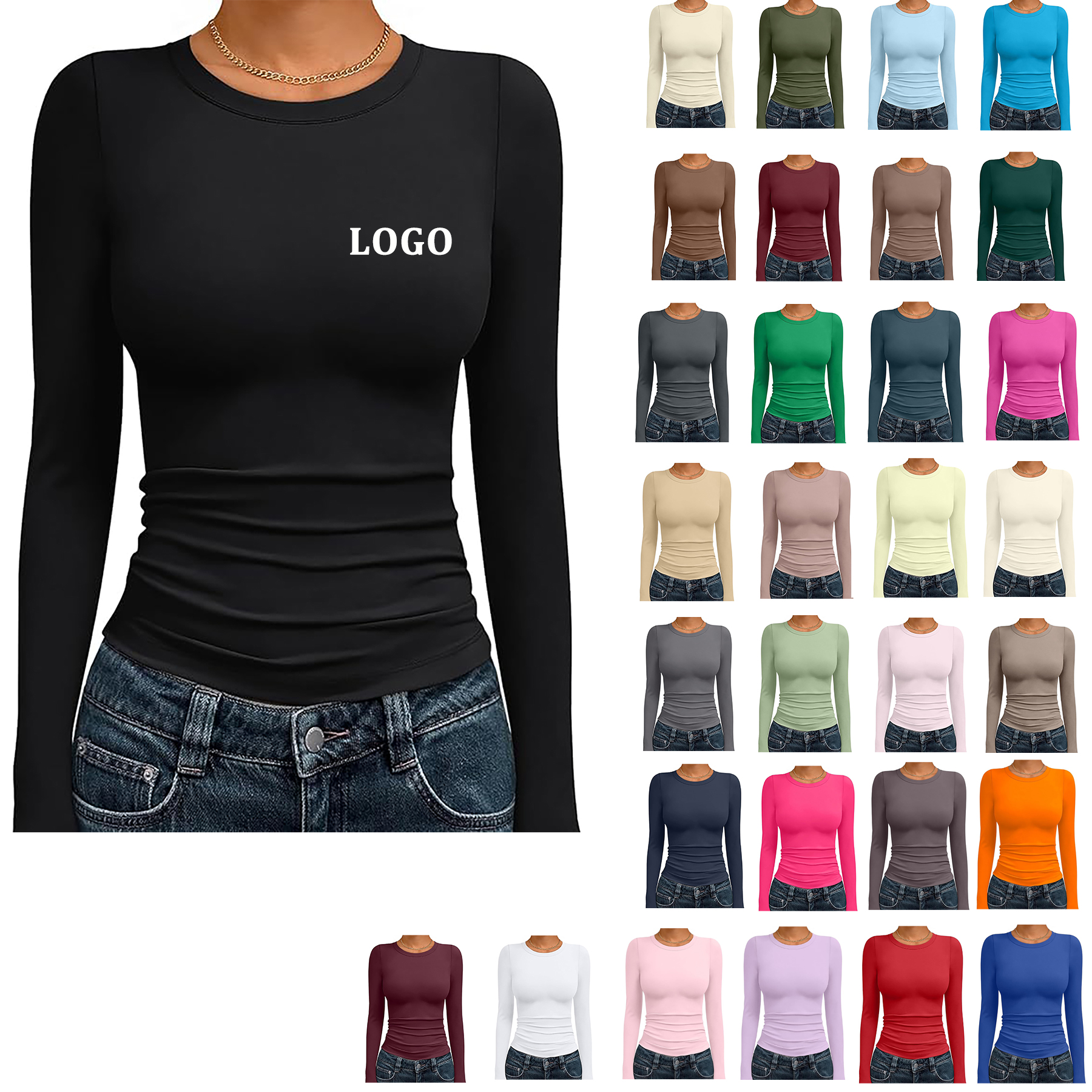 Women's Basic Round Neck Crop Top 24