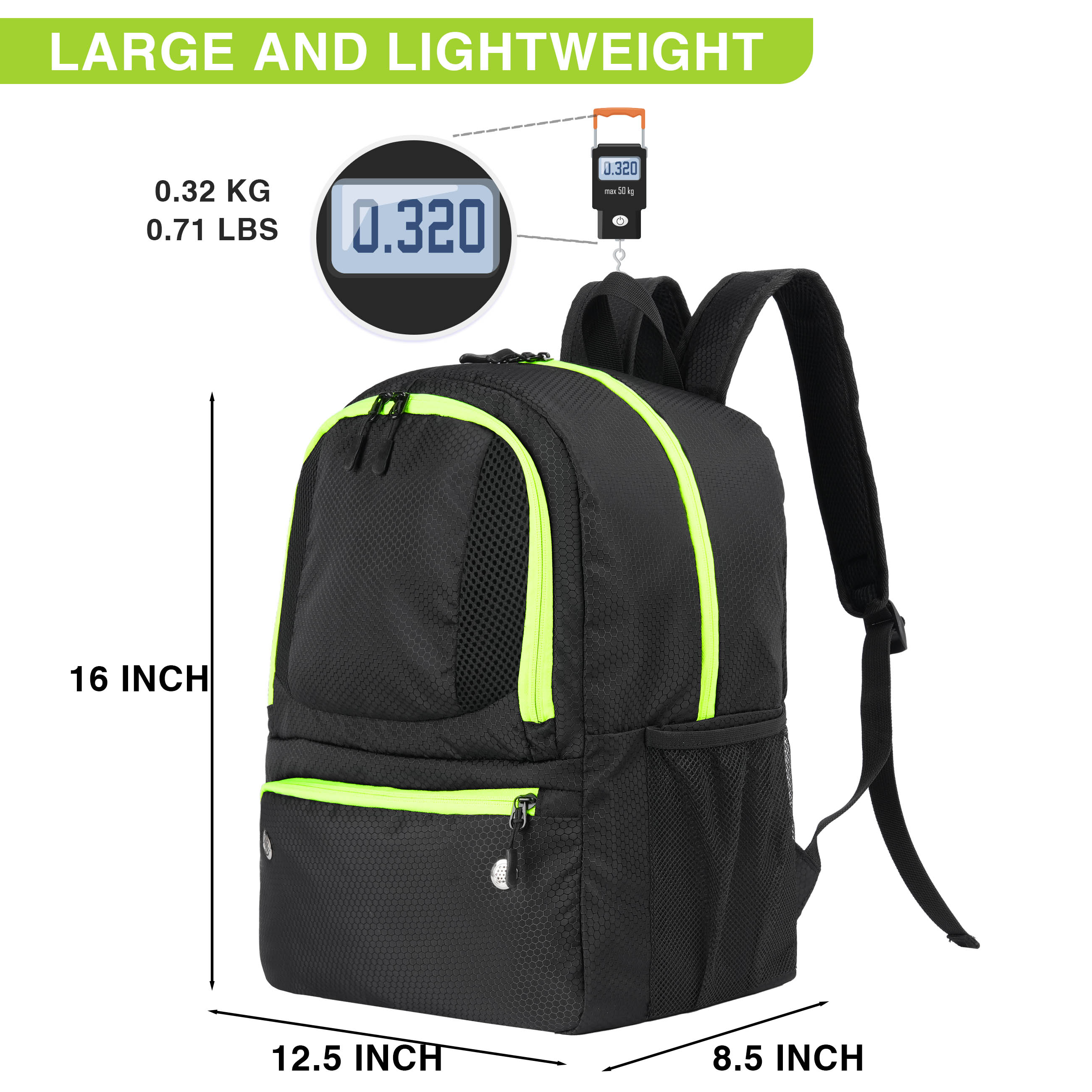 Water-Resistant Soccer Basketball Backpack With Ball And Shoes Compartment 1