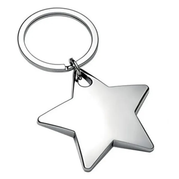 Star Shaped Chrome Plated Metal Key Ring 2
