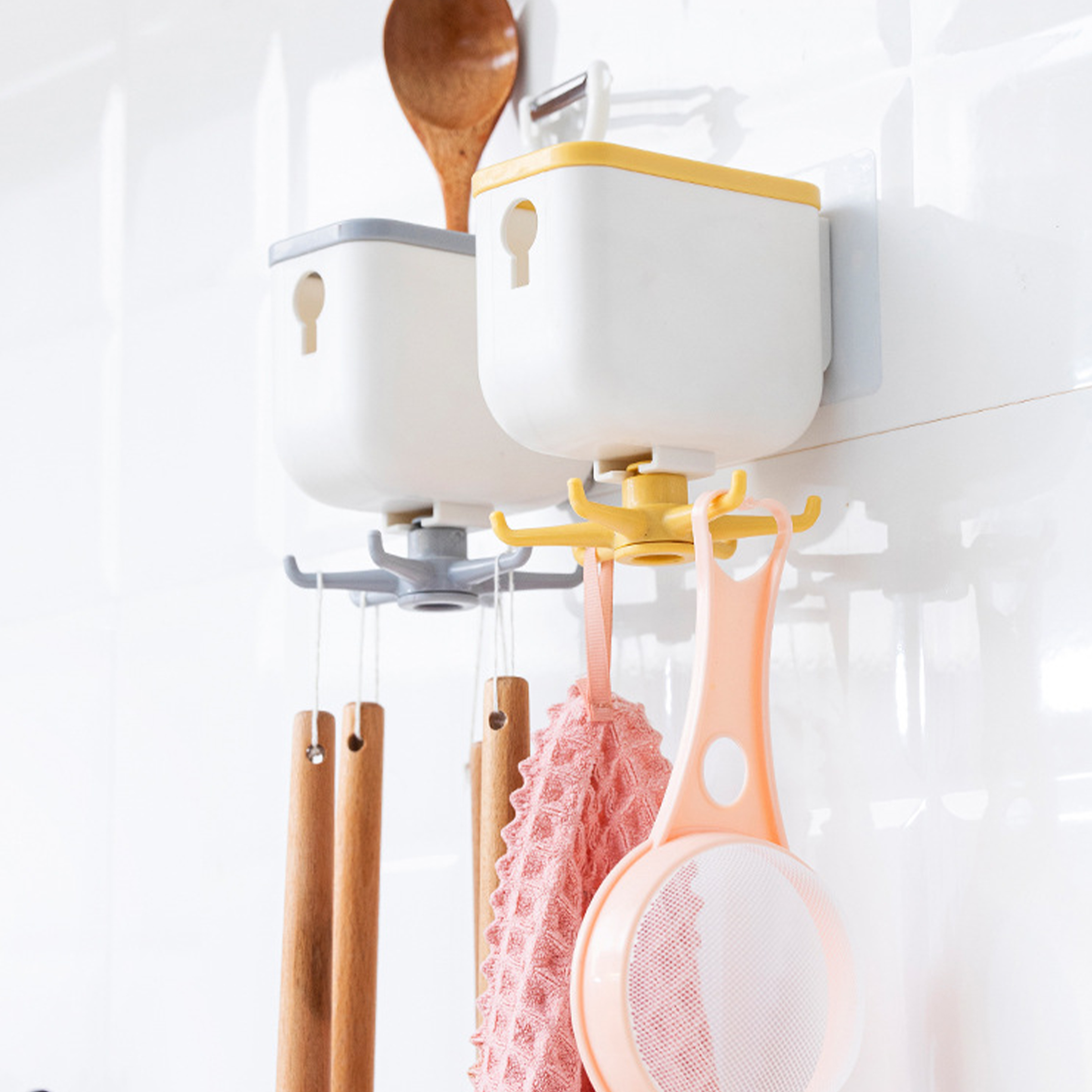Plastic Multi Functional 6-Hook Rotating Hook Storage Rack 5