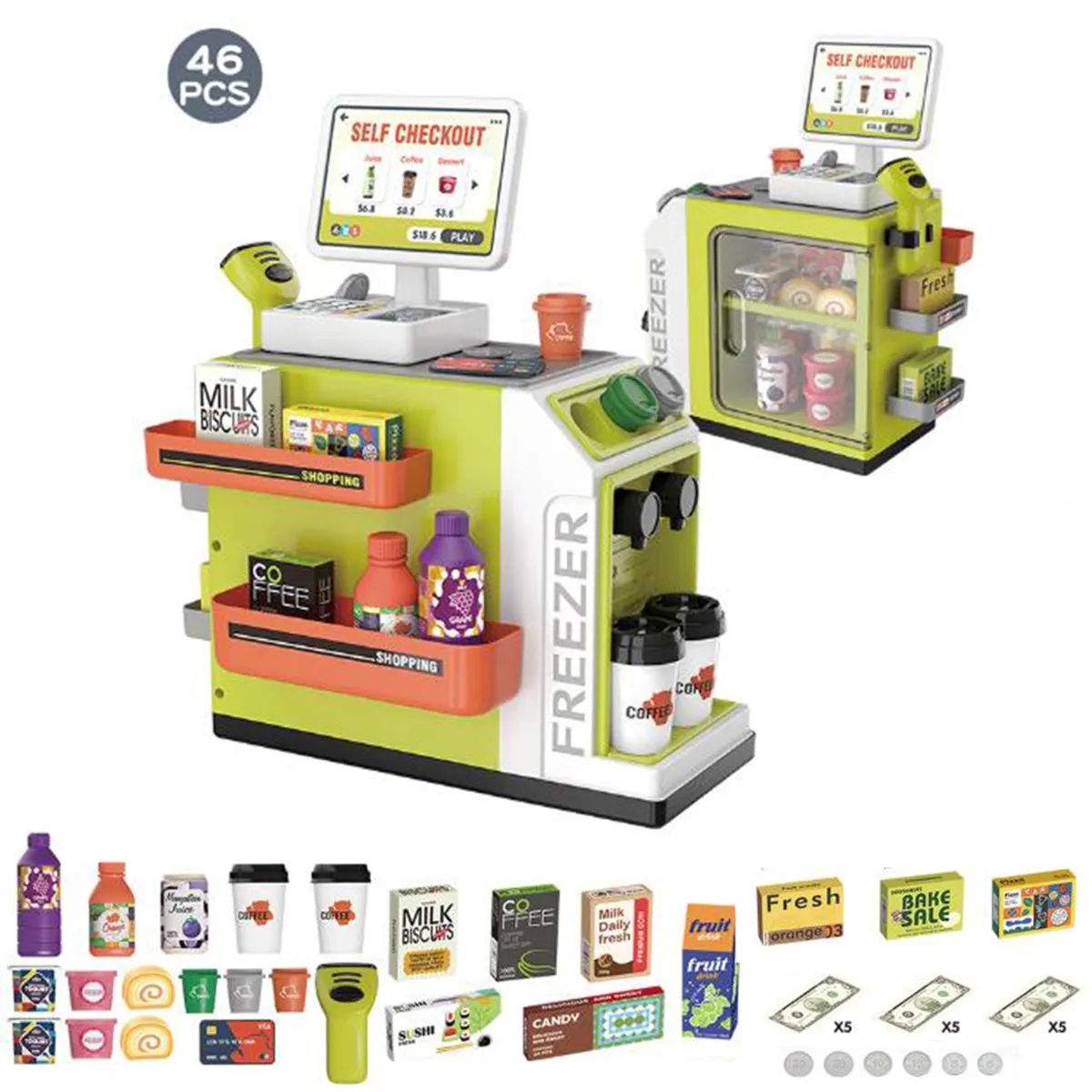 Cash Register Playset for Kids - 46PCS Pretend Play 2