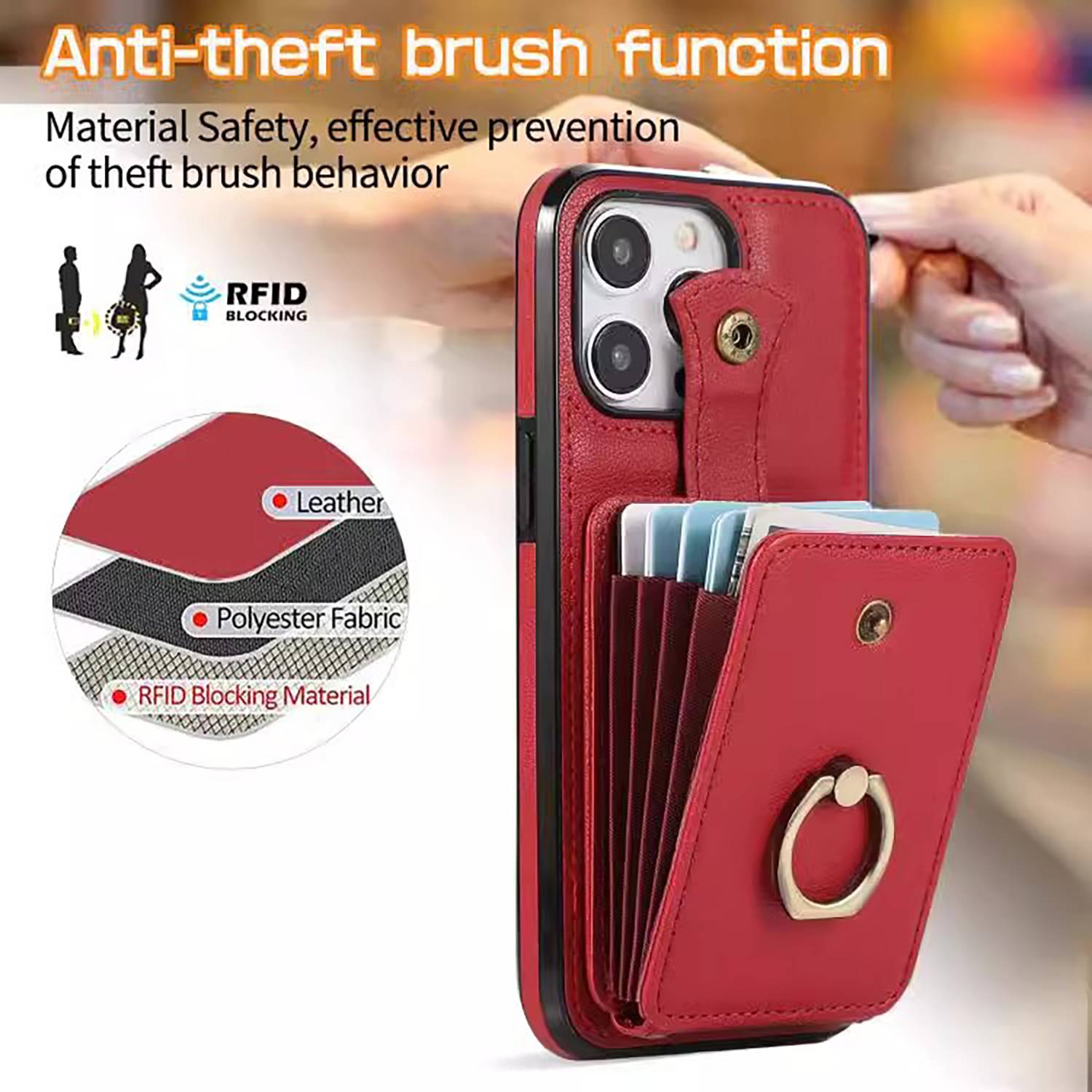PU Leather Crossbody Phone Case w/ Wallet and Stand 2