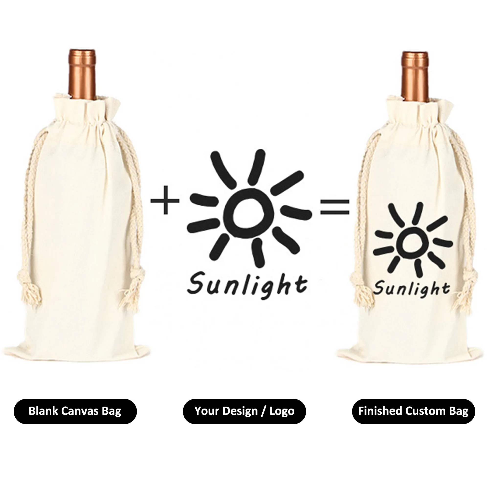 Custom Canvas Wine Bottle Gift Bags Reusable for Events 4