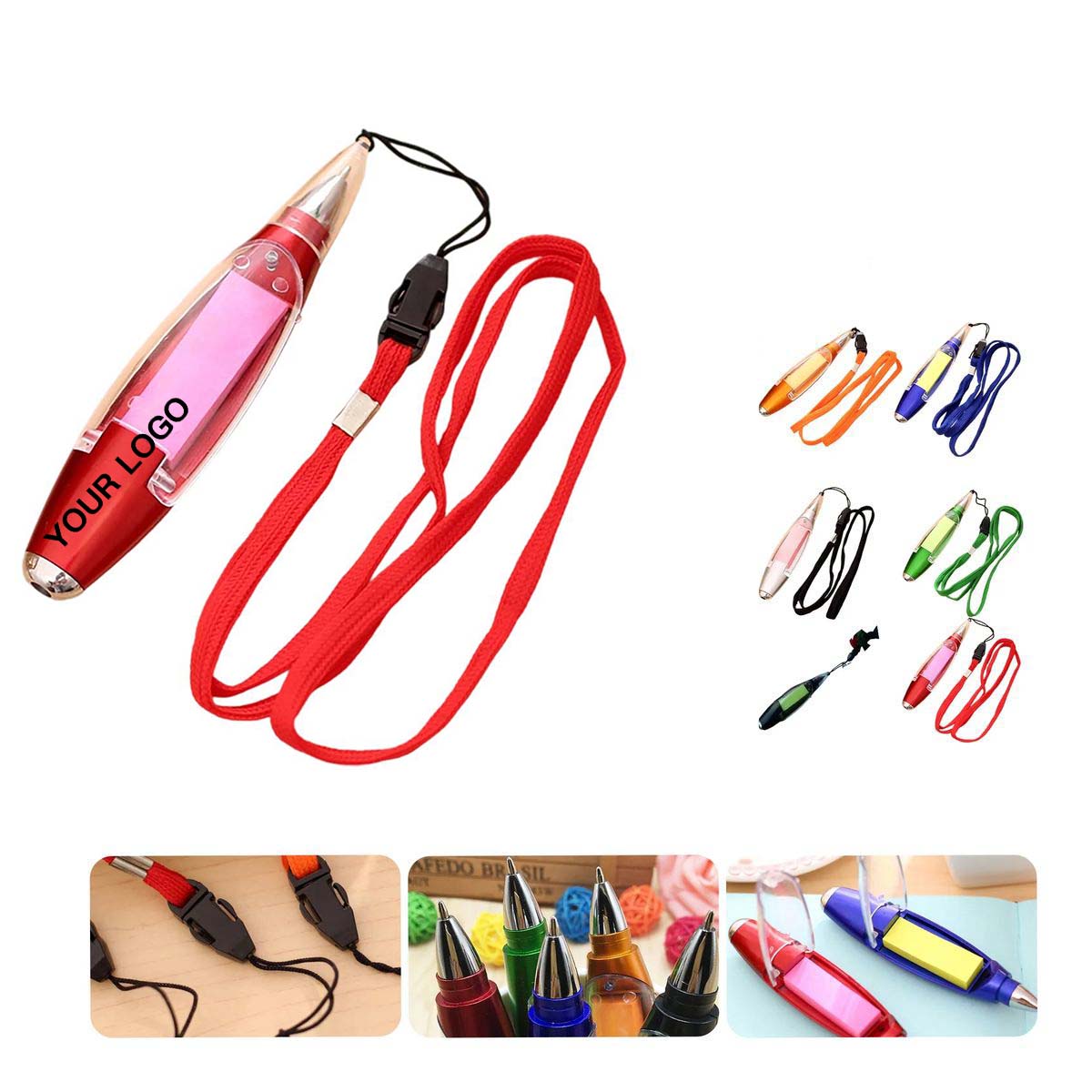 Ballpoint Pen with Sticky Notes and Lanyard 1