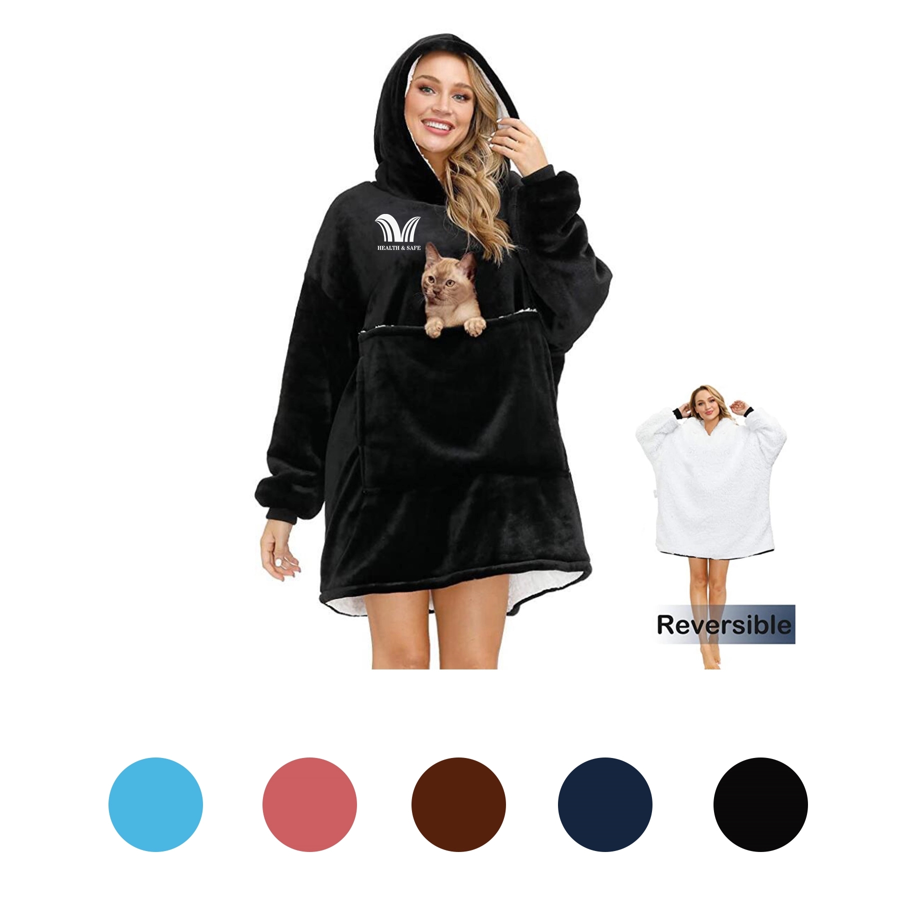 Oversized Microfiber & Sherpa Wearable Blanket 3