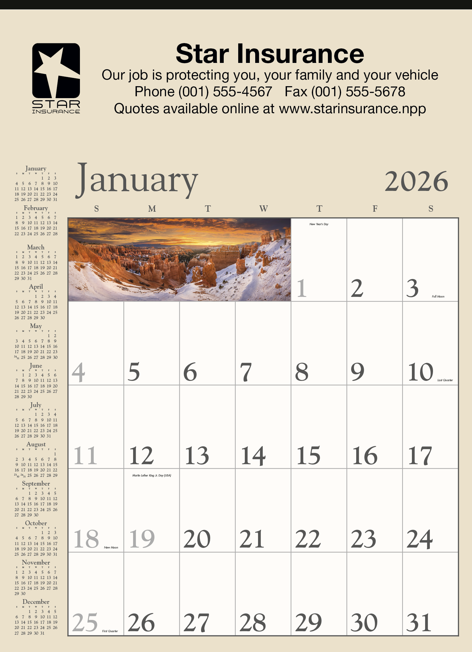 Triumph® Calendars Decorator Memo (Tan) Calendar 18