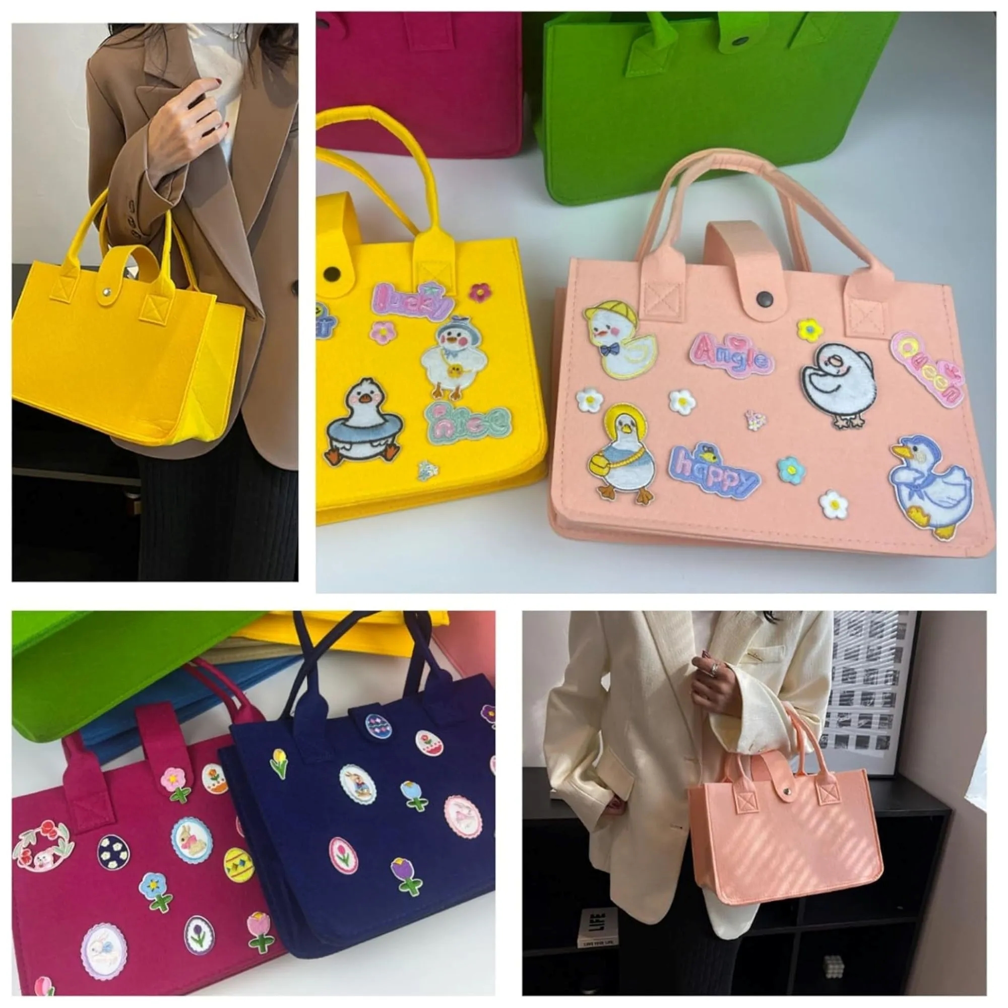 Large Capacity Felt Tote Bag, custom tote bag with logo imprint 1