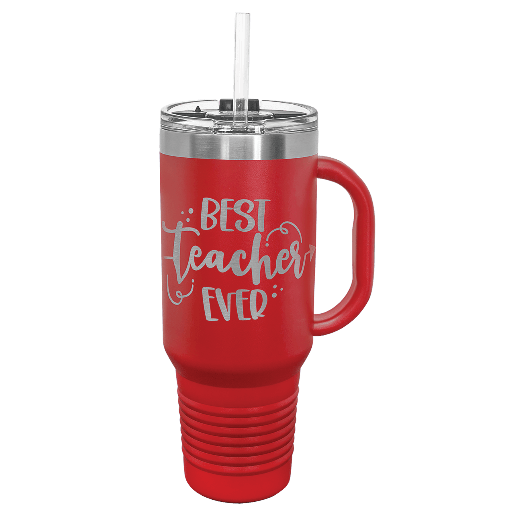 Polar Camel 40 oz. Red Travel Mug with Handle, Straw Included 2