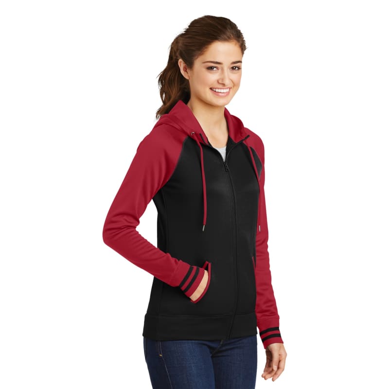 Sport-Tek Women's Sport-Wick Varsity Fleece Full-Zip Hooded Jacket. 17