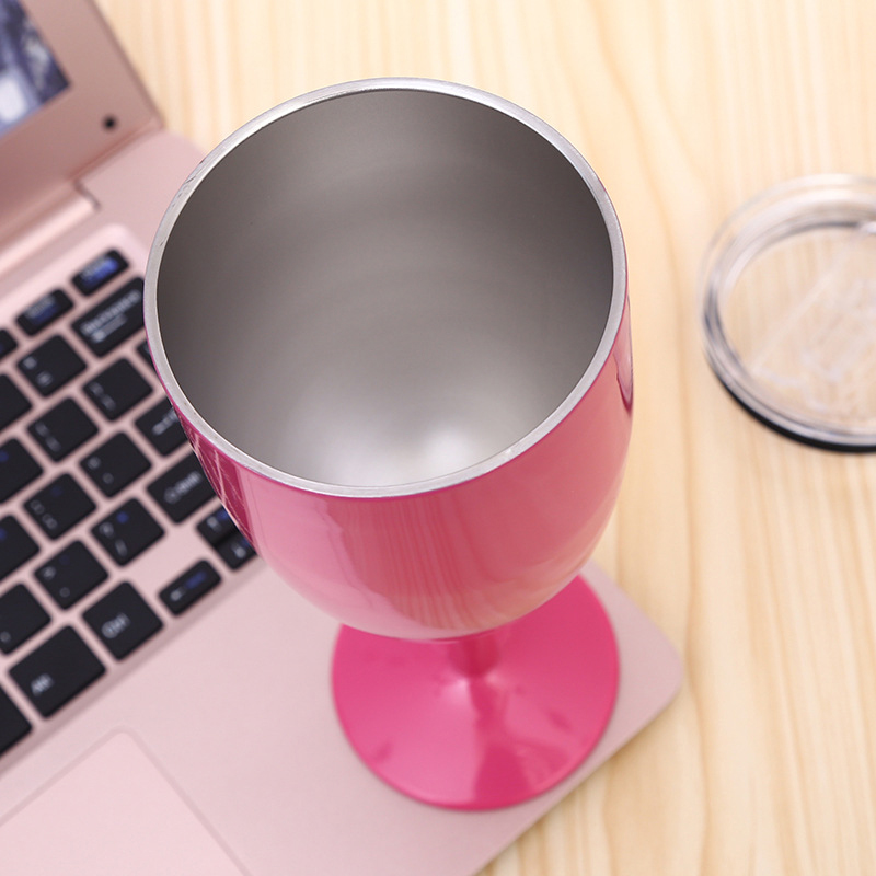 10 OZ Tough Goblet Double Layer 304 Stainless Steel Vacuum Tumbler/ Straw Holes 4