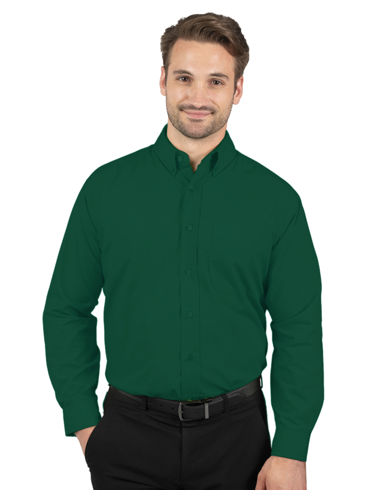 Blue Generation - Men's 1-Pocket Matching Buttons Poplin Shirt 3