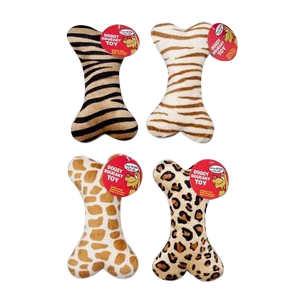Plush Dog Toys - Assorted Prints Bone 8" 2
