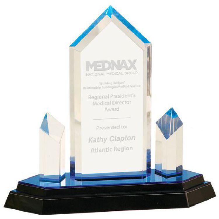 10" Blue Jewel Tower Impress Acrylic Award