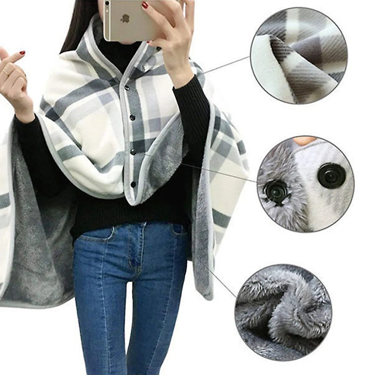 Sherpa-Lined Wearable Throw With Snaps, Holiday Print, custom hoodie or sweatshirt with logo imprint 2