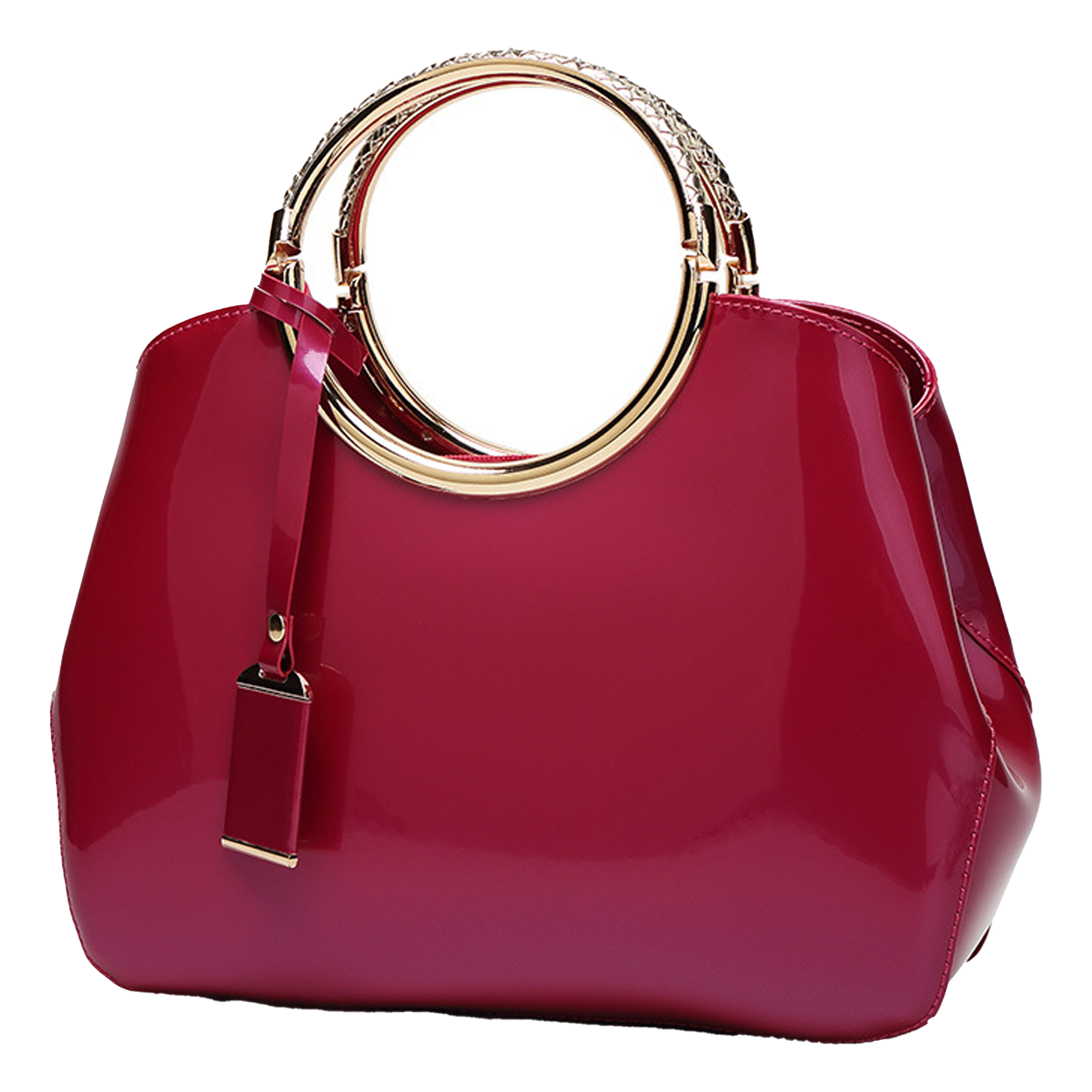 Pu Solid Color Glossy Handbag 11