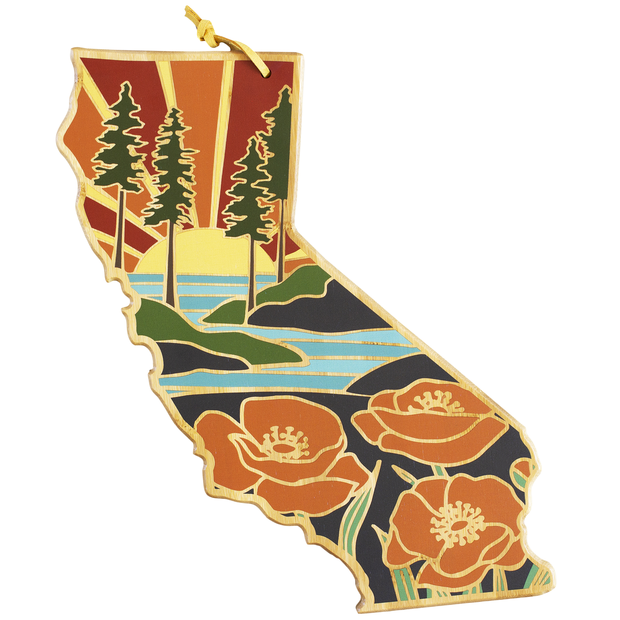 California State Shaped Cutting and Serving Board with Artwork by Summer Stokes 1