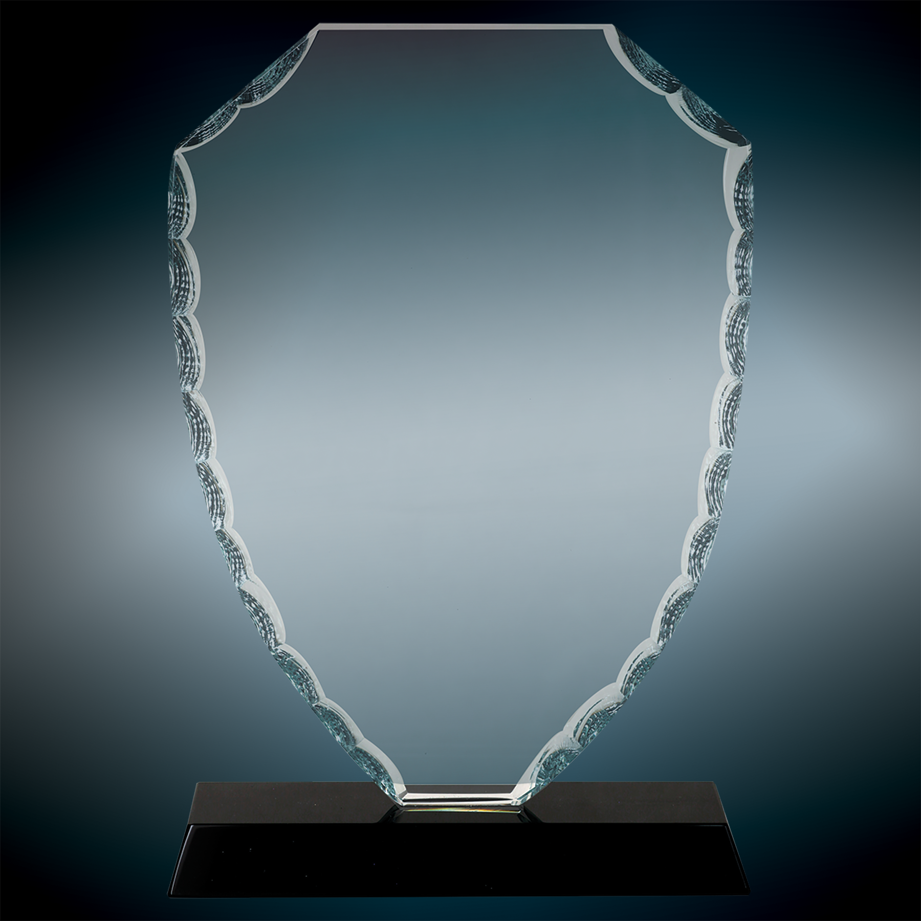 6 1/2" Shield Facet Glass Award On Black Base 5