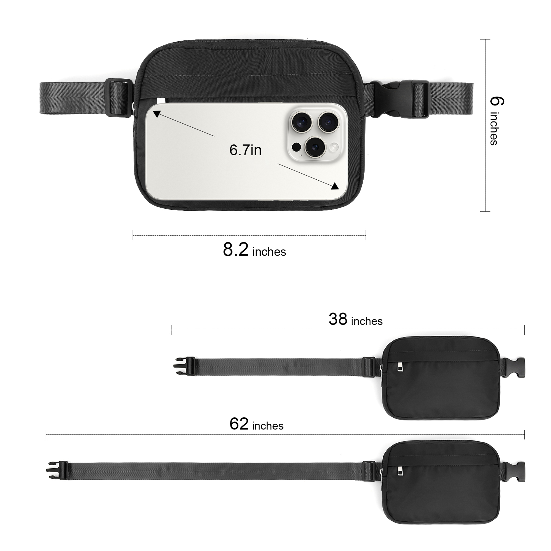 Large Capacity Cross Body Zipper Fanny Pack 5