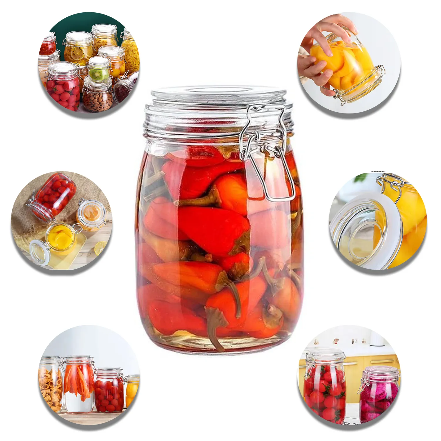 Airtight Glass Food Storage Jar with Clamp Lid 2