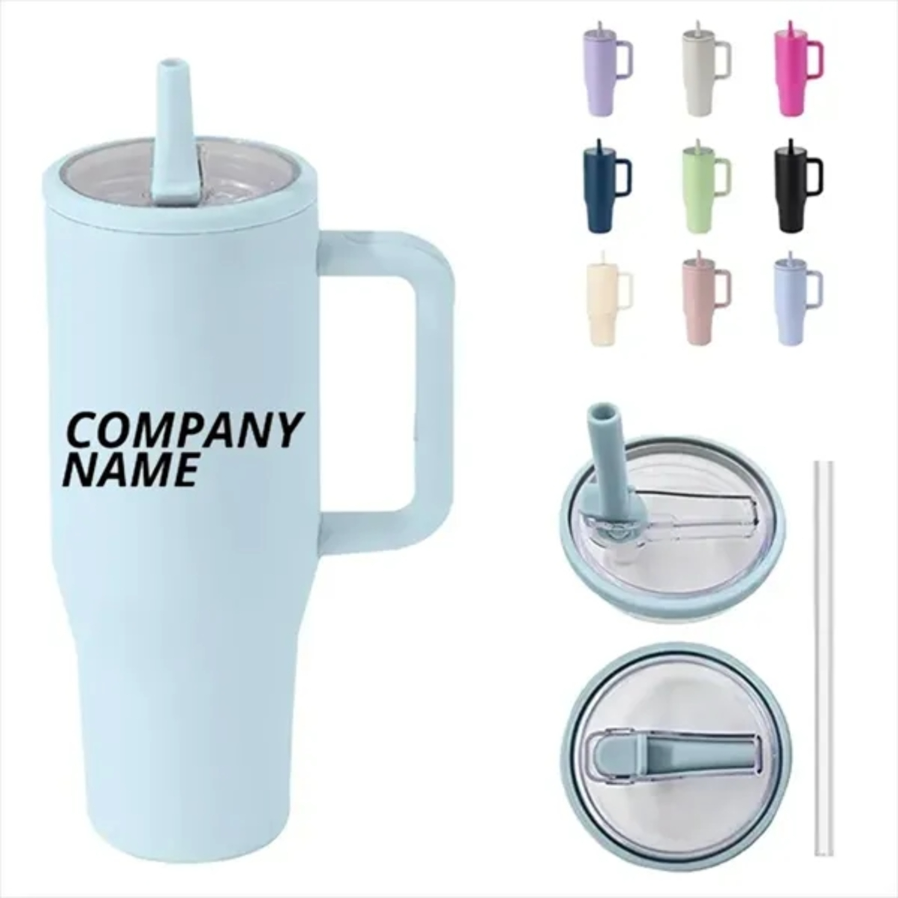 40oz Insulated Travel Mug with Flip Straw & Handle 2