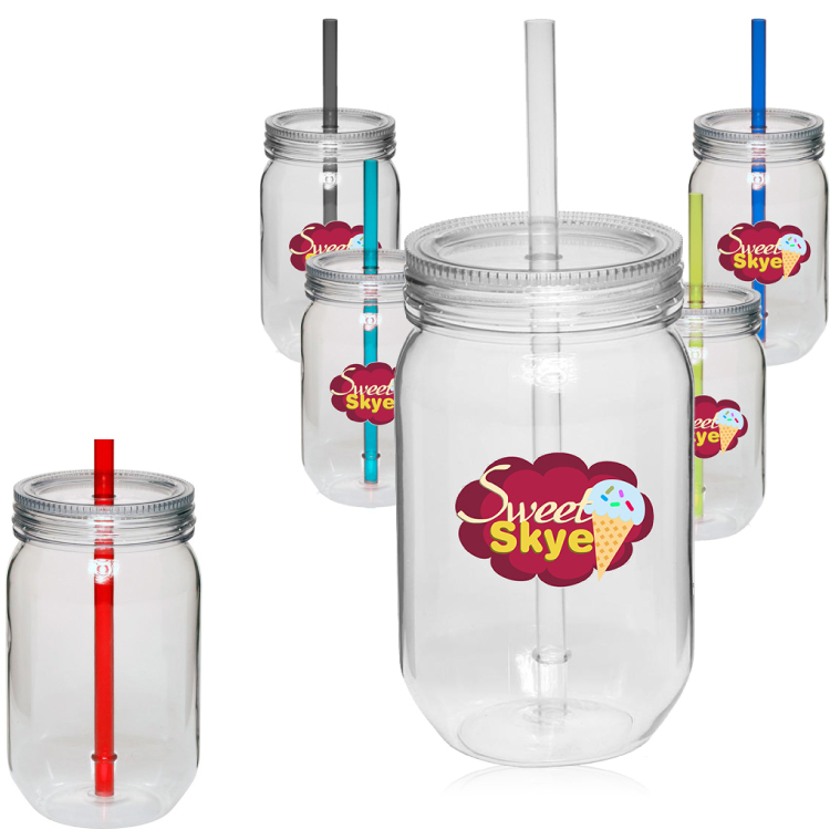 Plastic Mason Jar with Straw 5