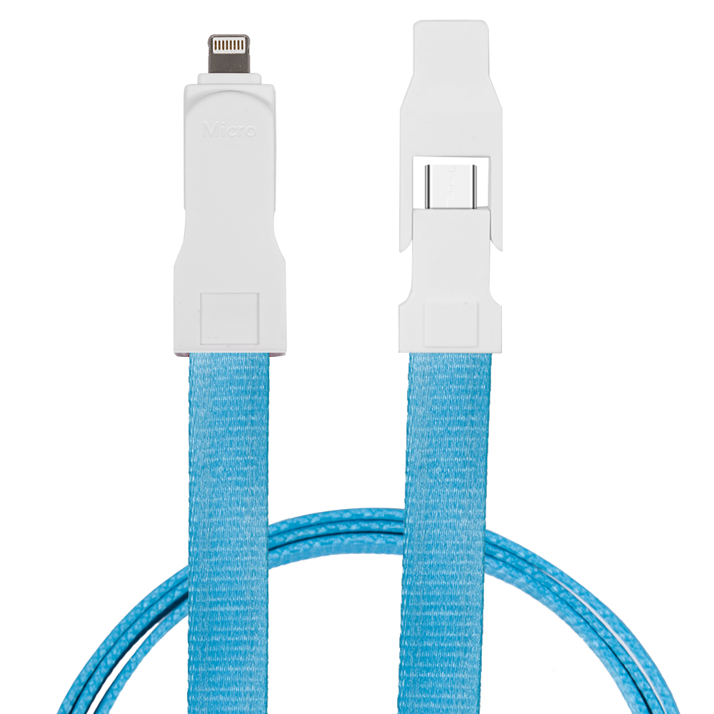 Justine Street 900cm Lanyard, 4in1 Charging Cable w/ USB Tip and Type C 18