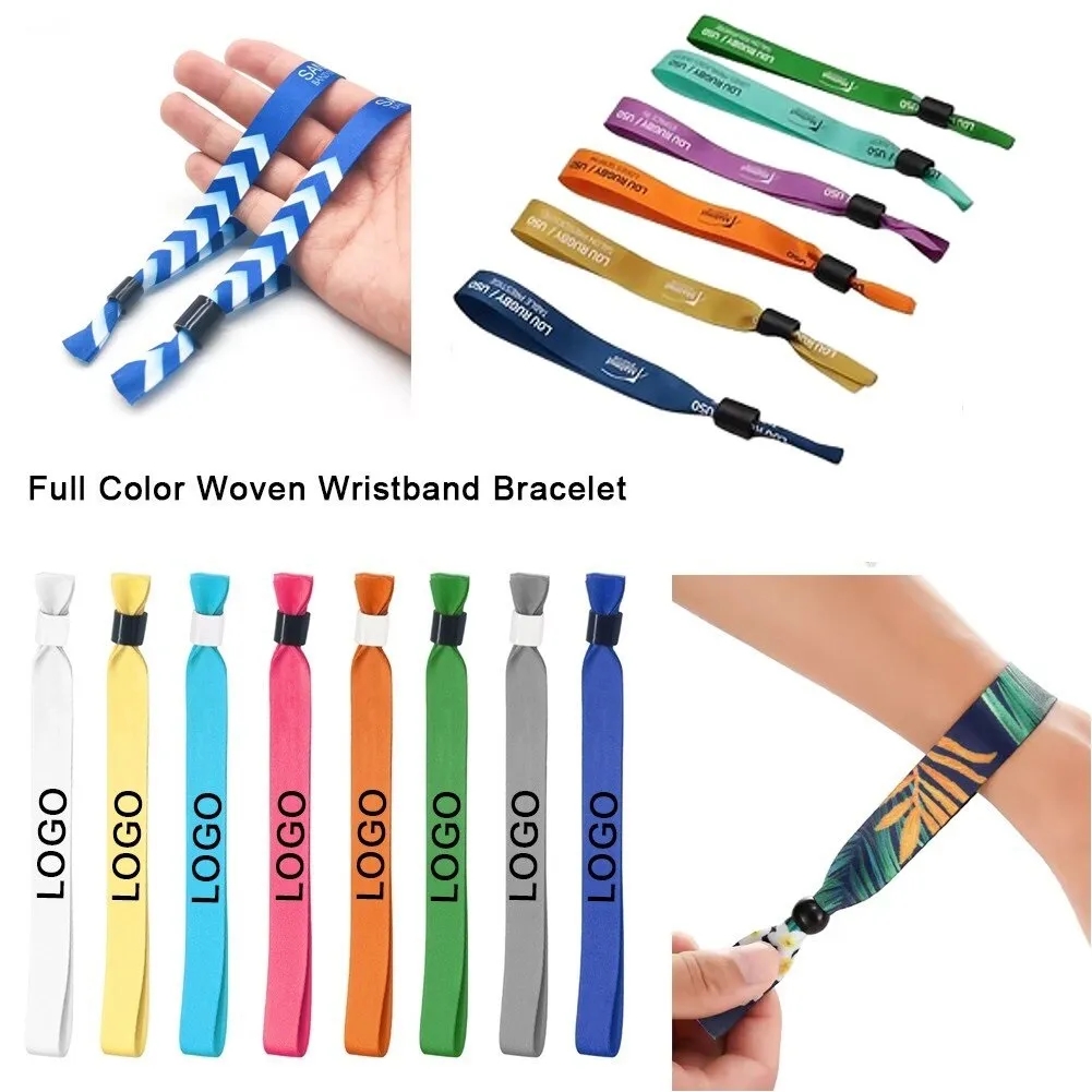 Disposable Full Color Fabric Bracelet Woven Wristbands 2