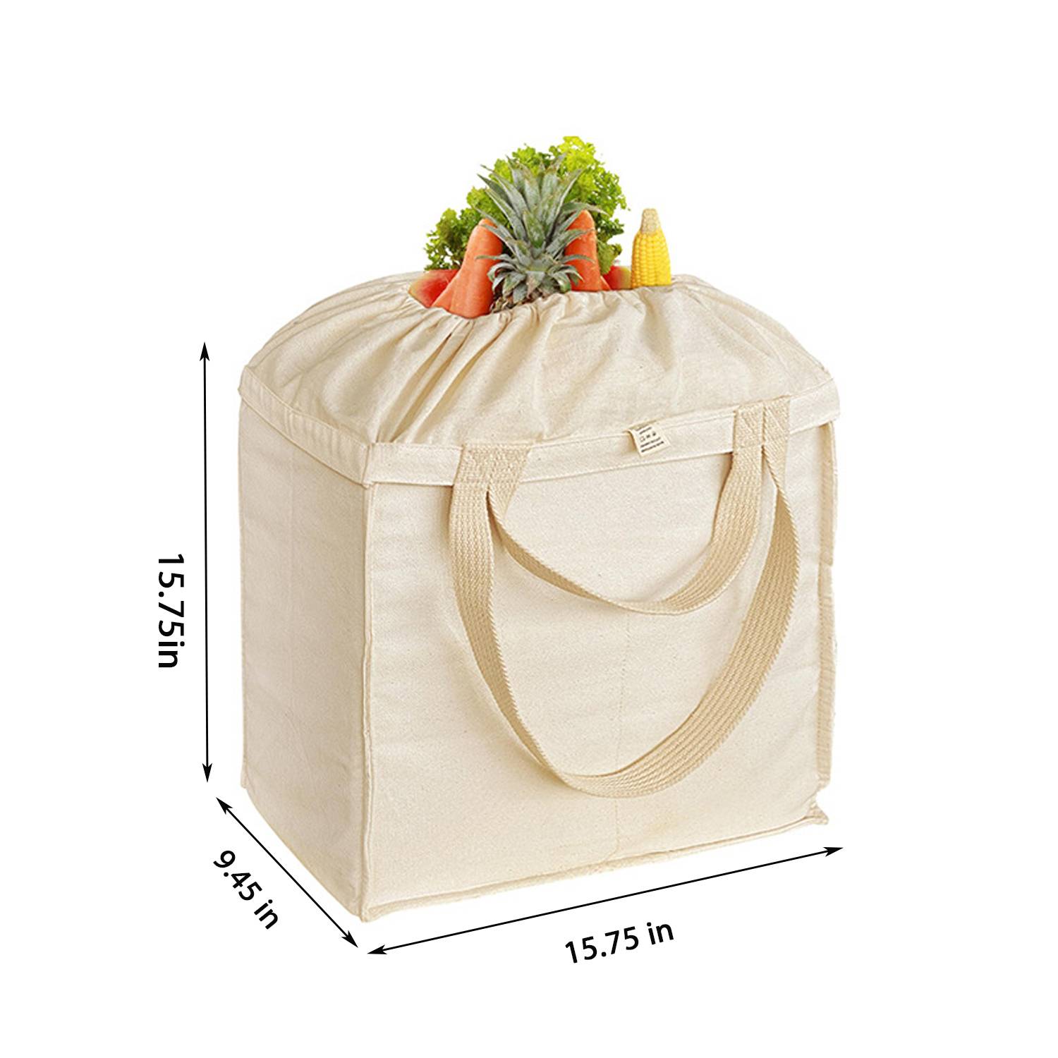 Foldable Reusable Canvas Shopping Tote Bag w/ Handles, custom tote bag with logo imprint 2