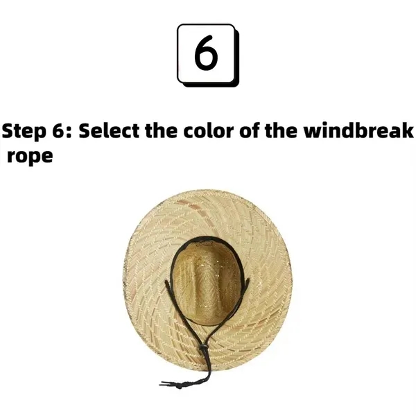 Beach Sun Lifeguard Straw Hat with Lanyard 3