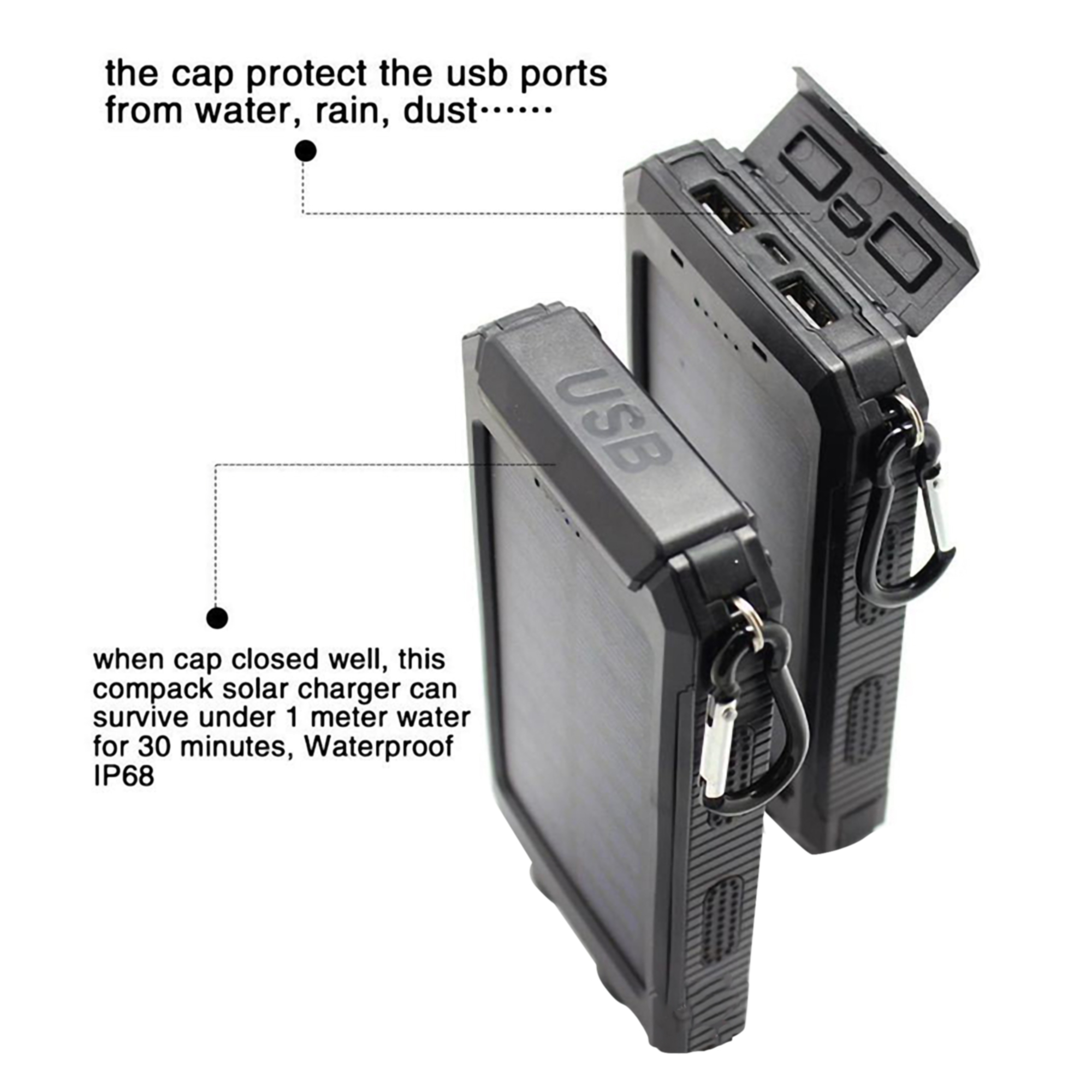 10,000mAh Solar Power Bank w/Compass and Waterproof Design 1