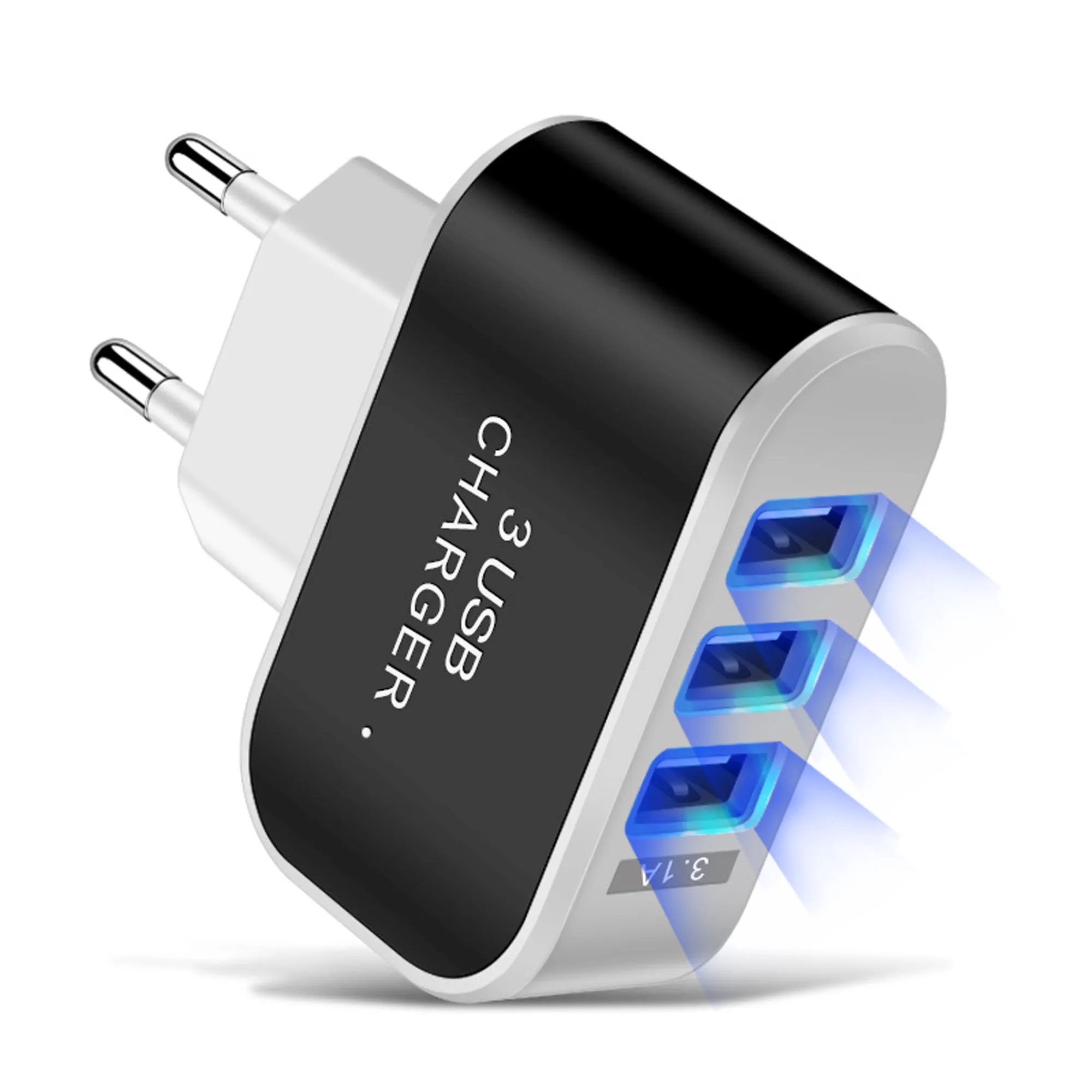 3 Hole USB LED Hotel Charger Plug 2