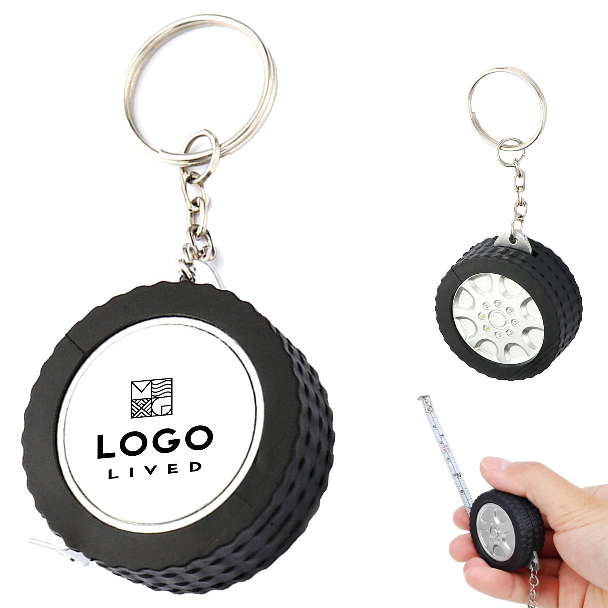 Tire Anisotropic Portable Tape Measure Keychain 2