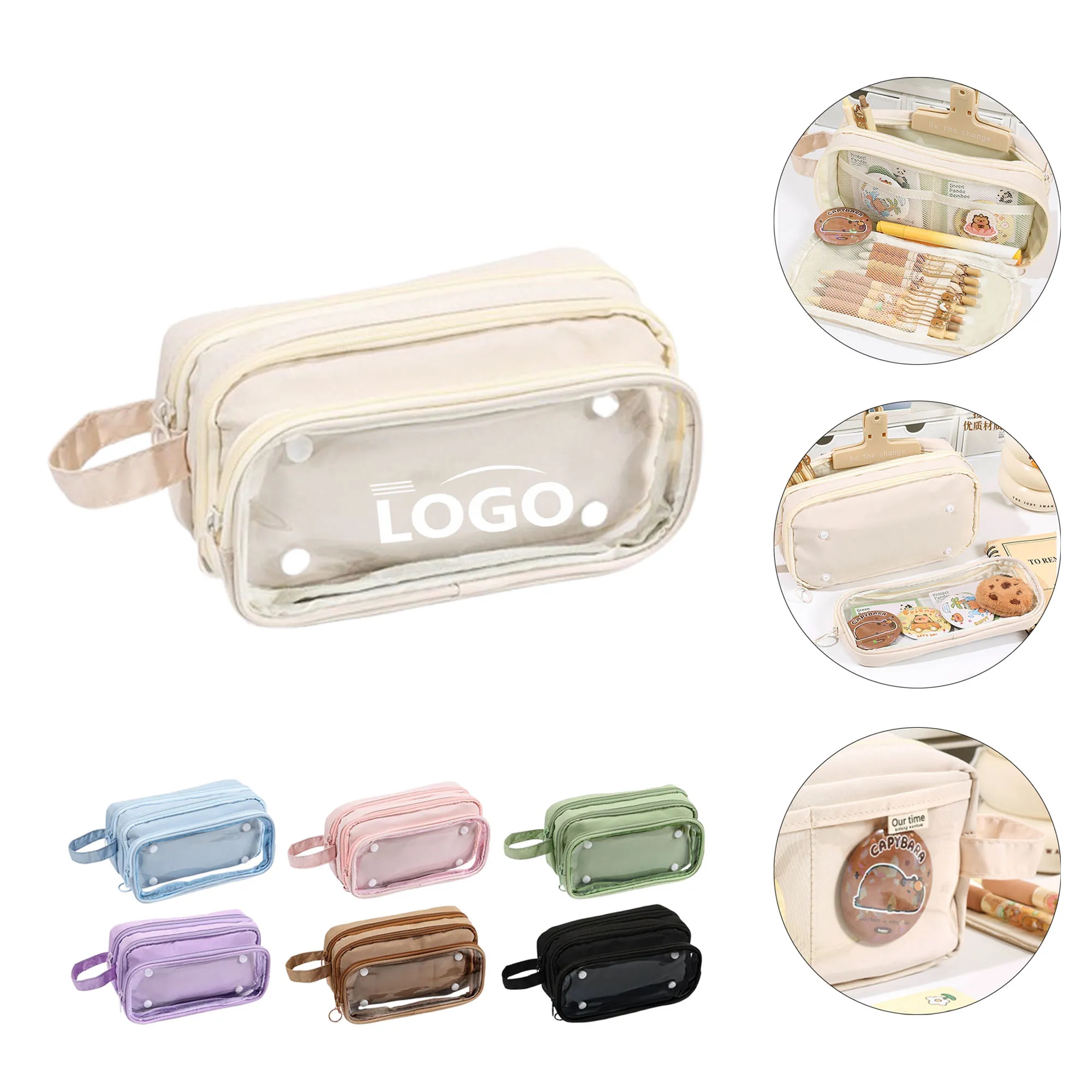 Trendy Detachable Large Capacity Clear Pencil Case 1