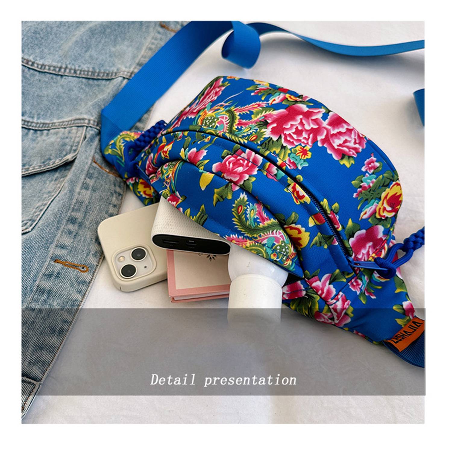 Vintage Trend Full Print Large Flower Waist Bag 2