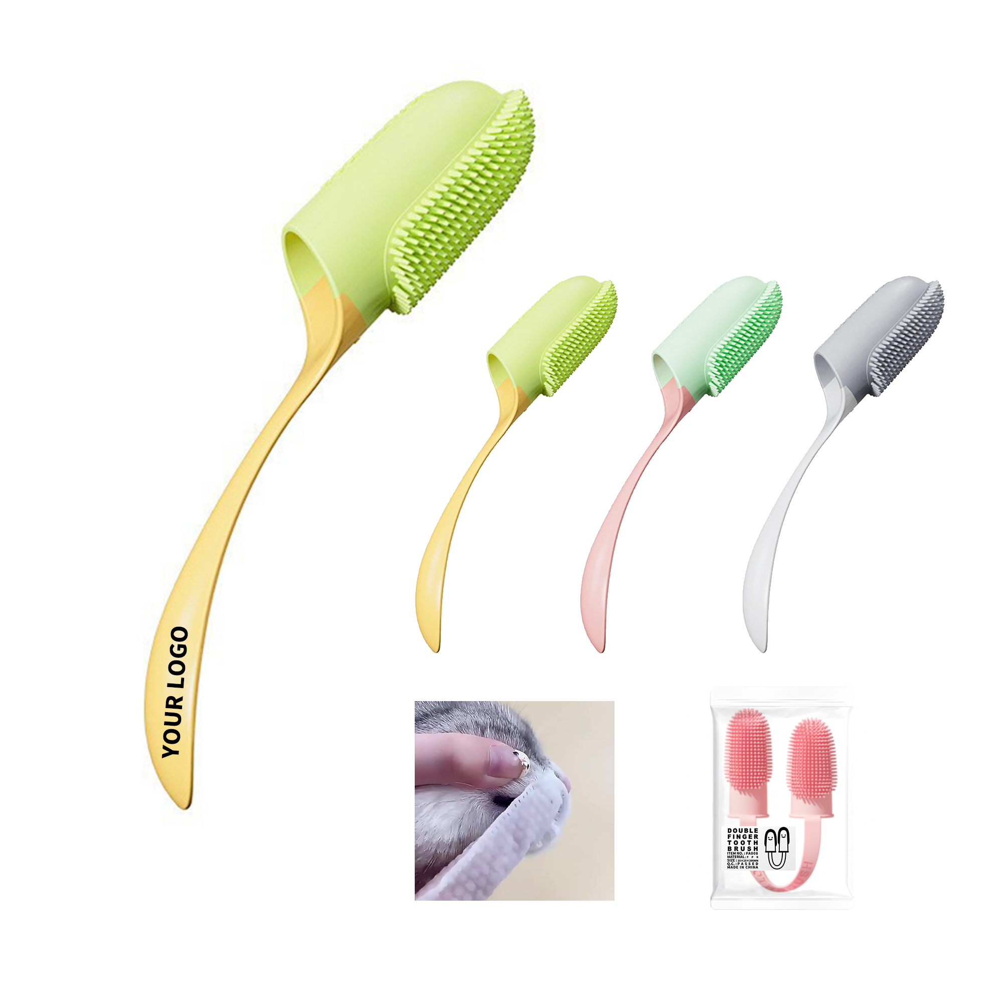 Pet Finger Tooth Brush Soft Bristle 1.2" Length X 6" Width 3