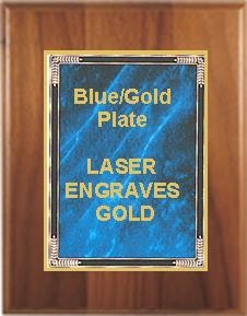 7" x 9" Cherry Finish Plaque with a Blue Marble Mist Plate 2