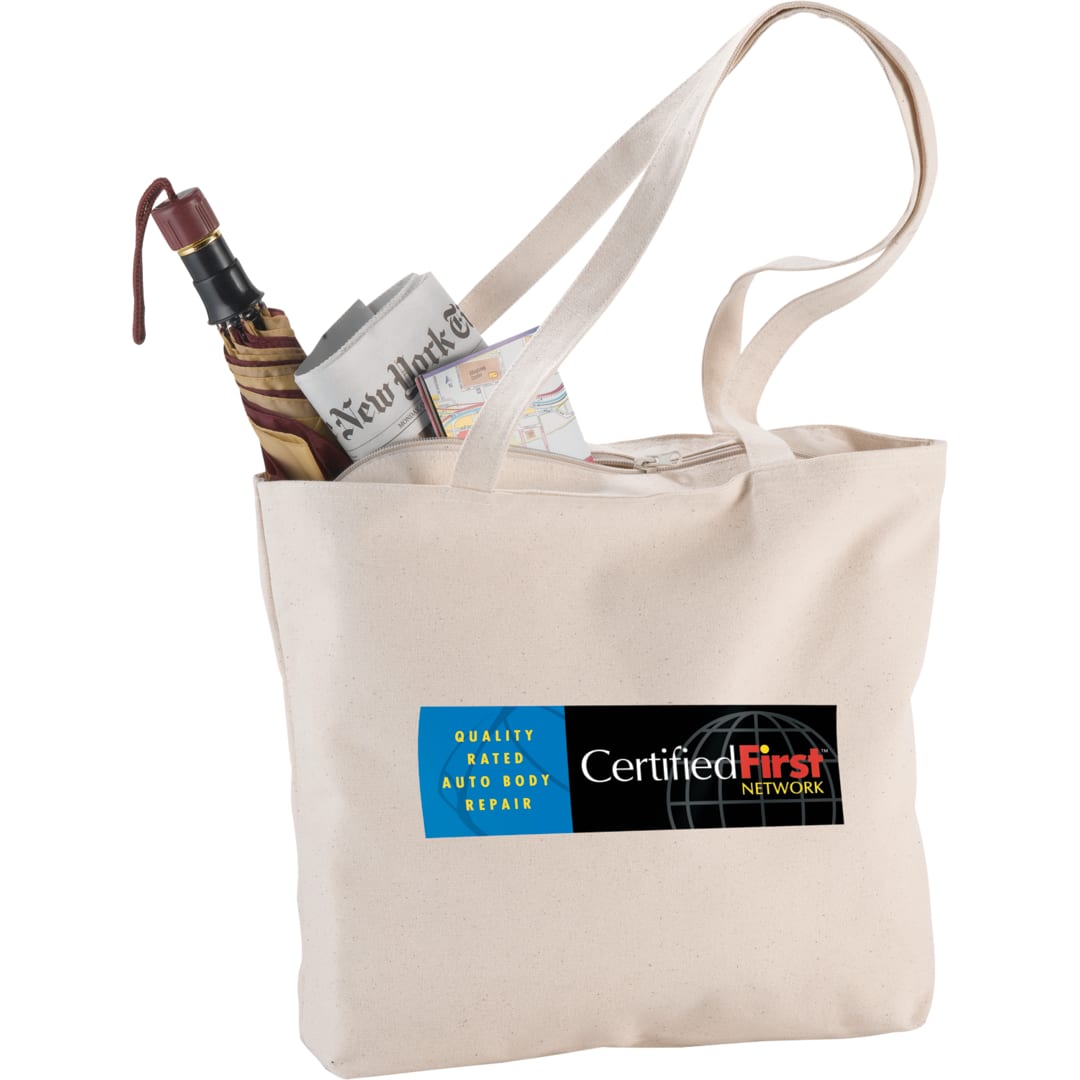 Zippered 12oz Cotton Canvas Shopper Tote 5