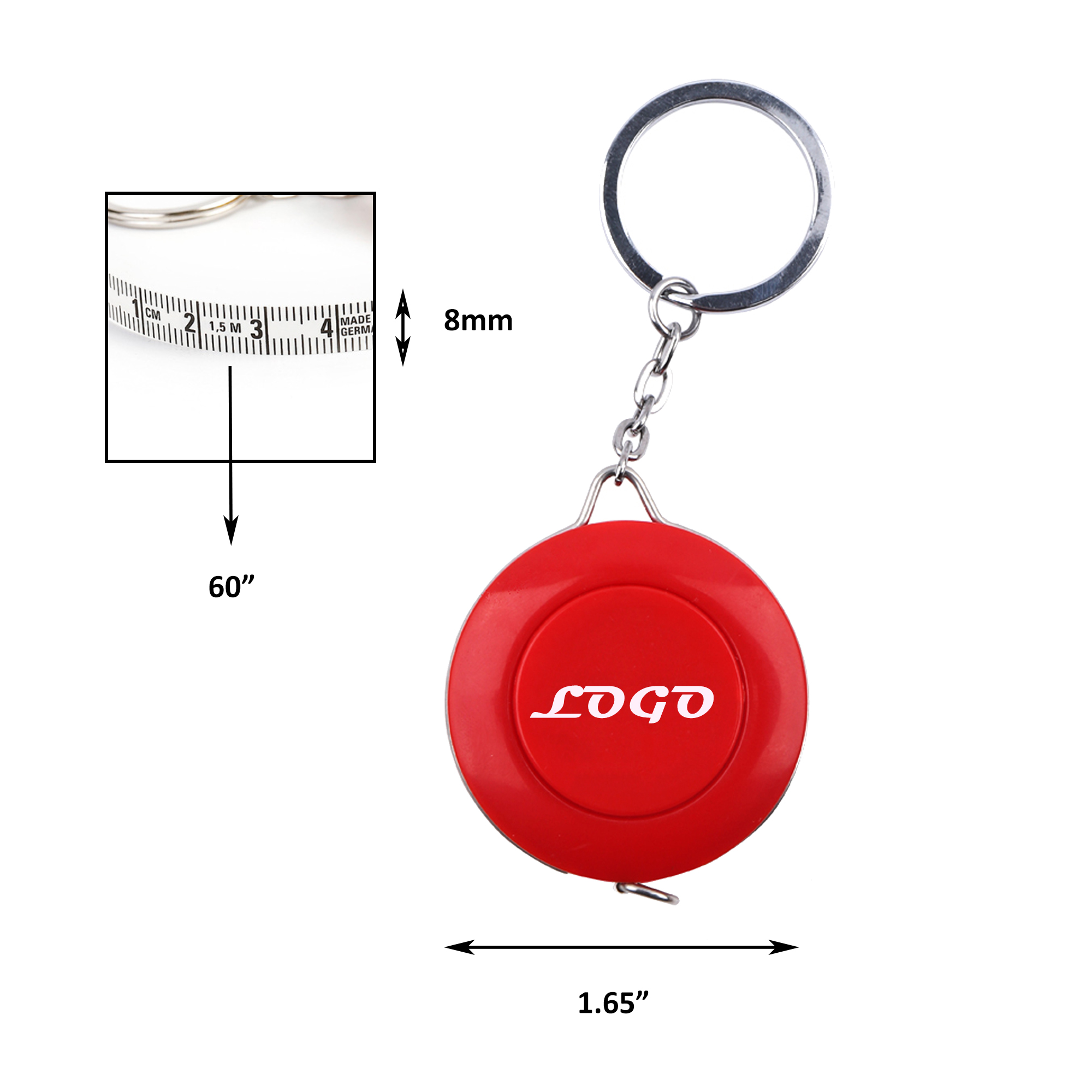 Portable Mini Tool Keychain Double Scales Tape Measure 2