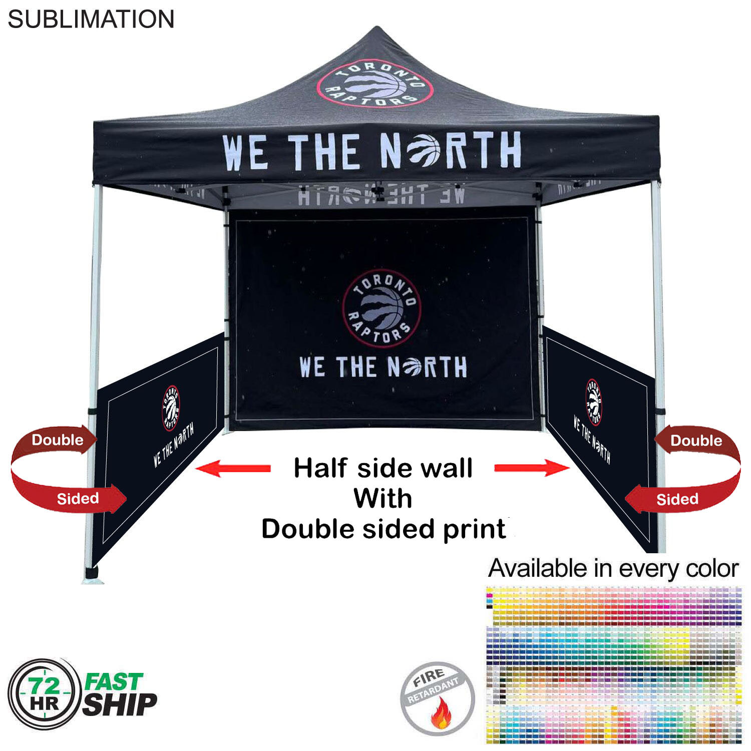 72 Hr Fast Ship - Half Side Wall for 10x10 Tent Kit, Sublimated, Double Sided Print 6