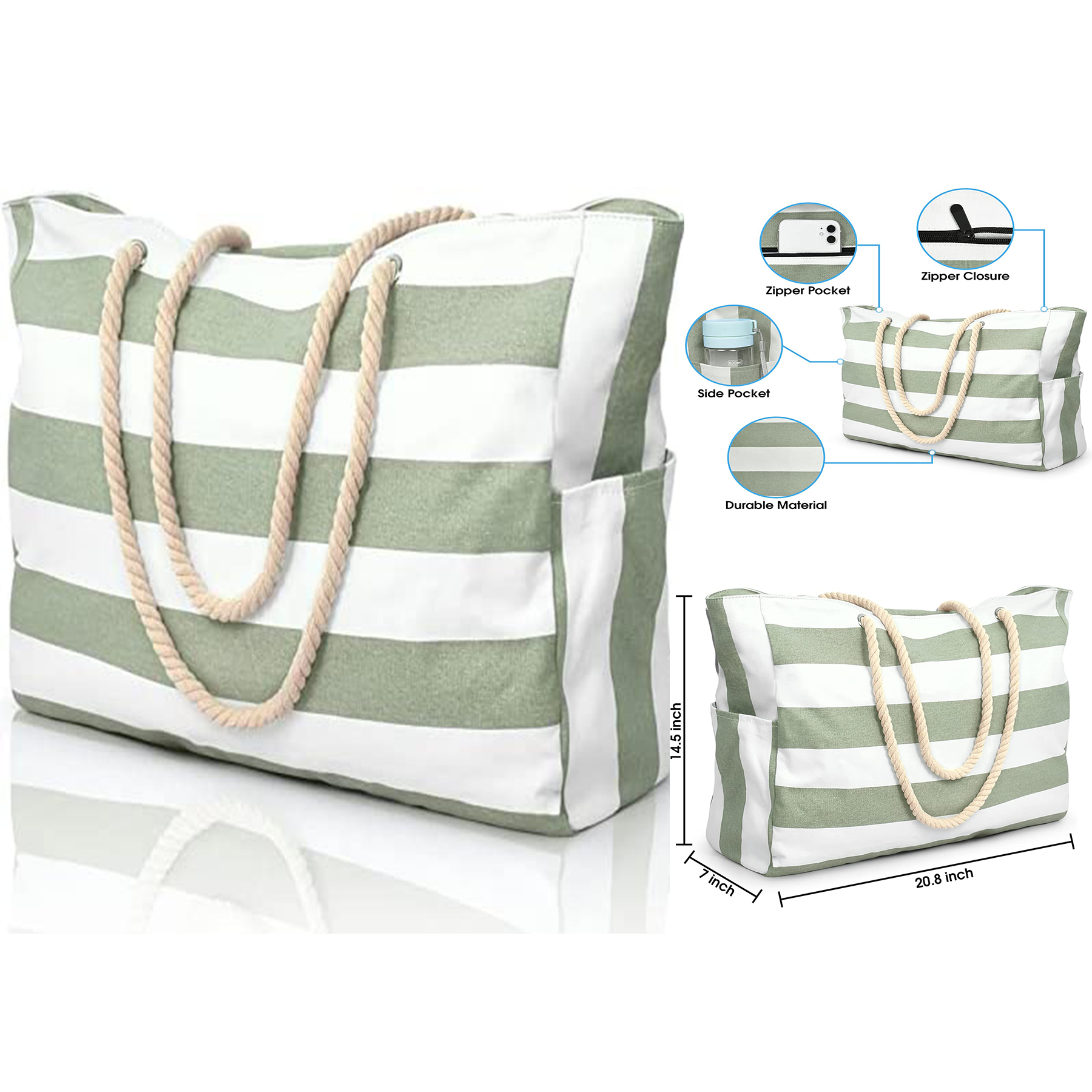 20.8 x 7 x 14.5 Inches Beach Bags for Women