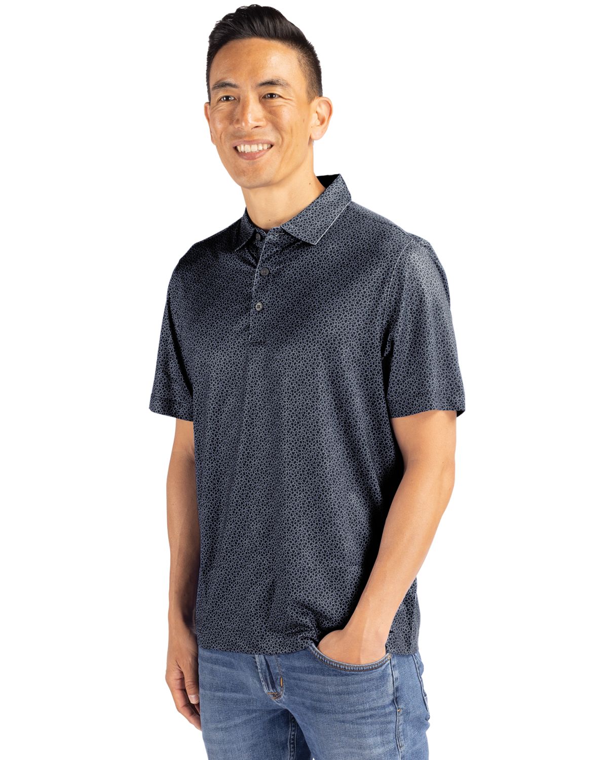 Cutter & Buck Pike Recycled Pebble Print Mens Polo 16