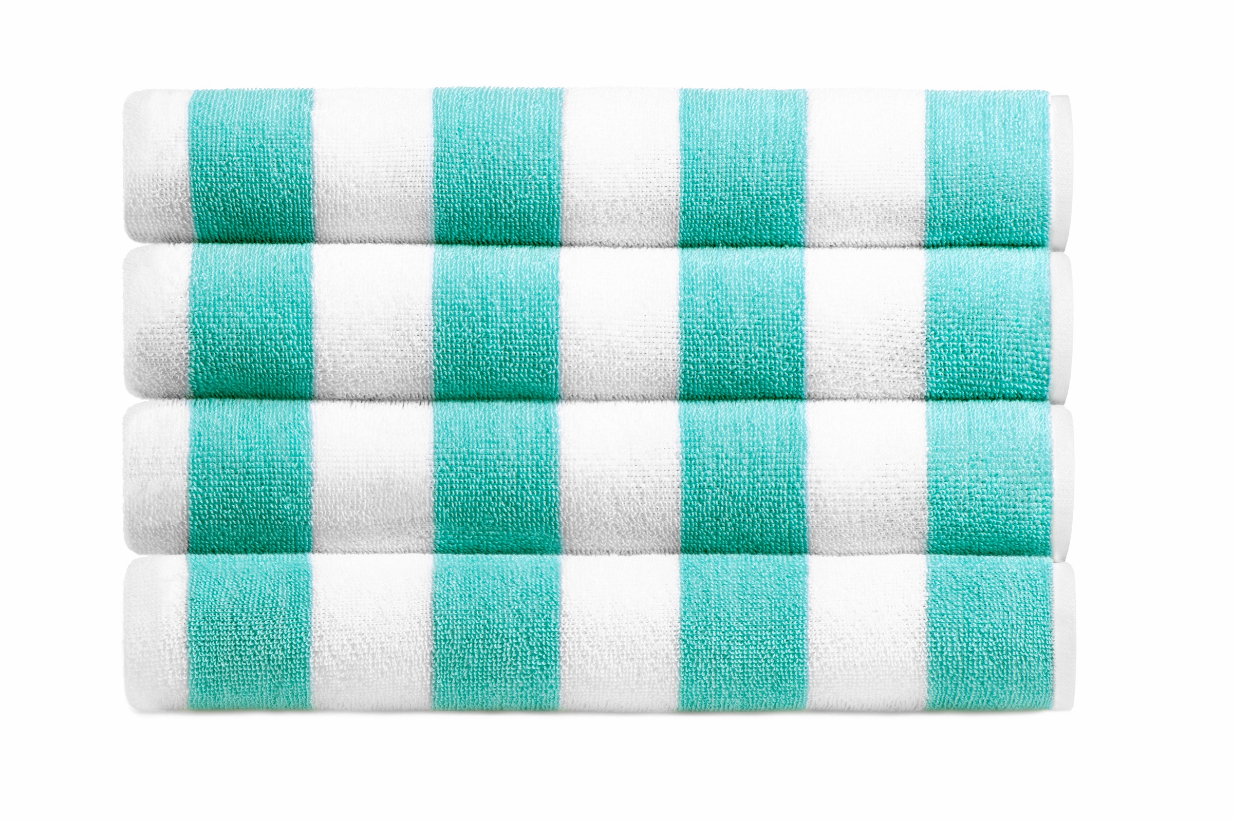 Cabana Striped Turquoise Green & White 100% Cotton Towel 2