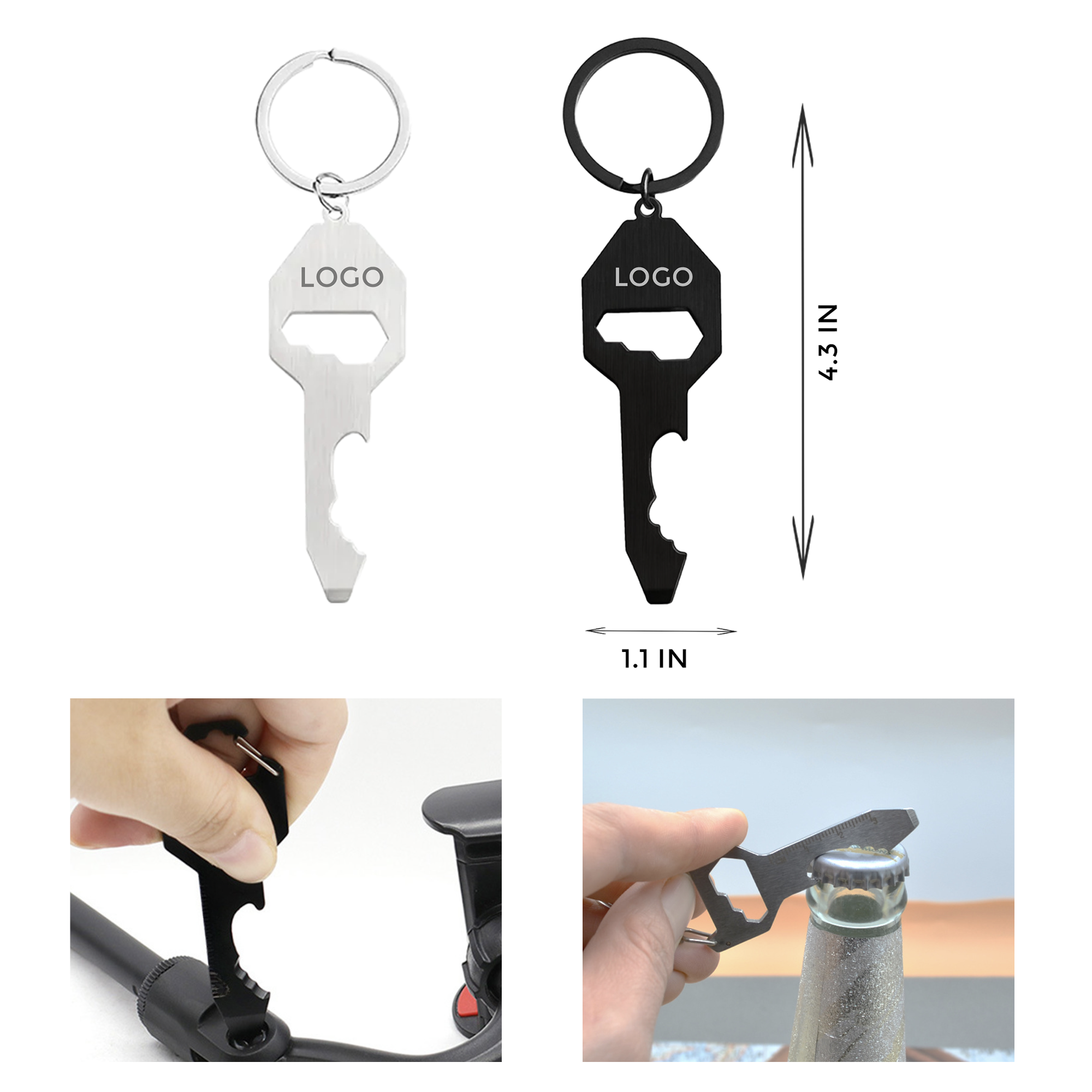 MOQ 10 PCS Stylish Stainless Steel Bottle Opener Keychain 2