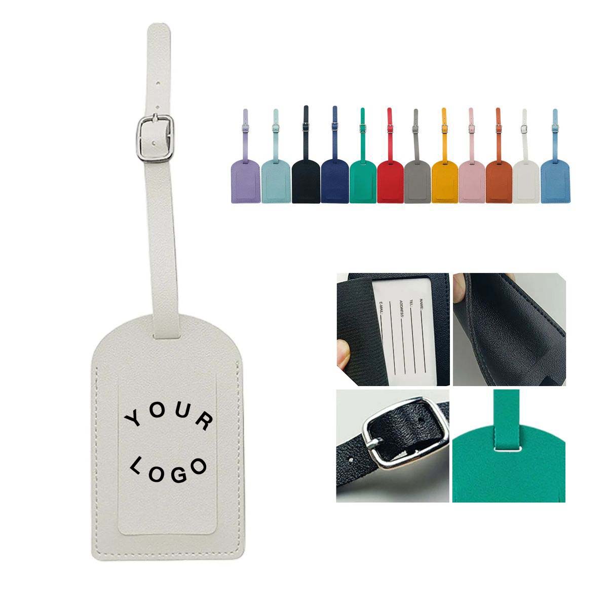 Durable PU Leather ID Tag with Adjustable Strap 1