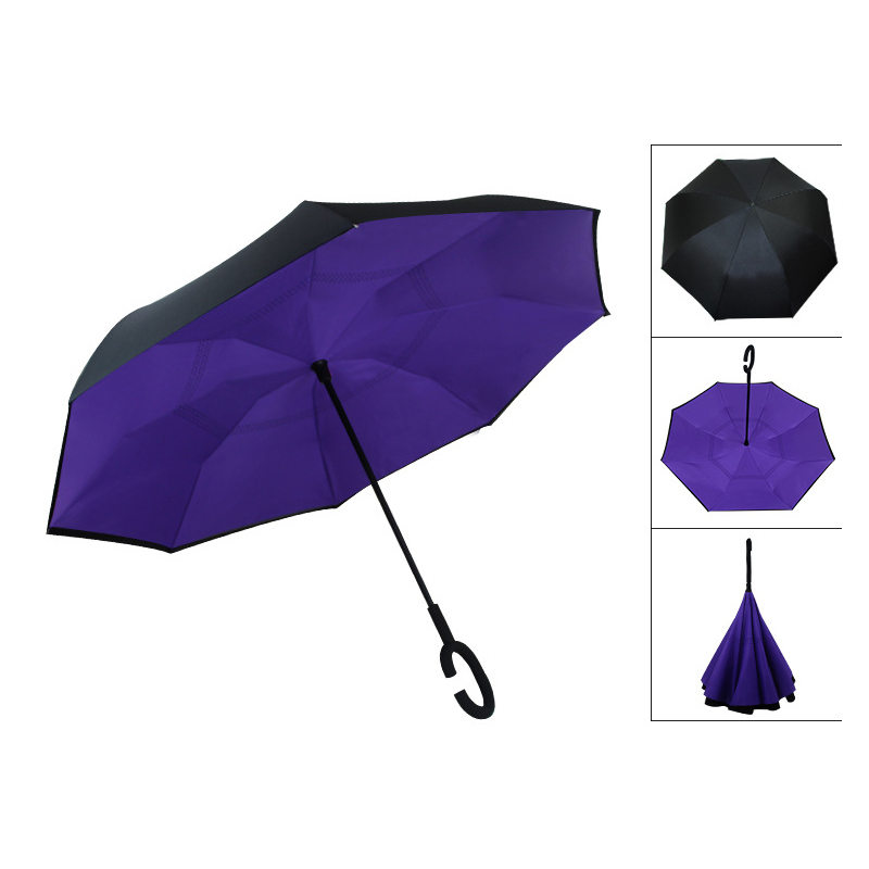 Inverted Reverse Umbrella with C-Shaped Handle 2