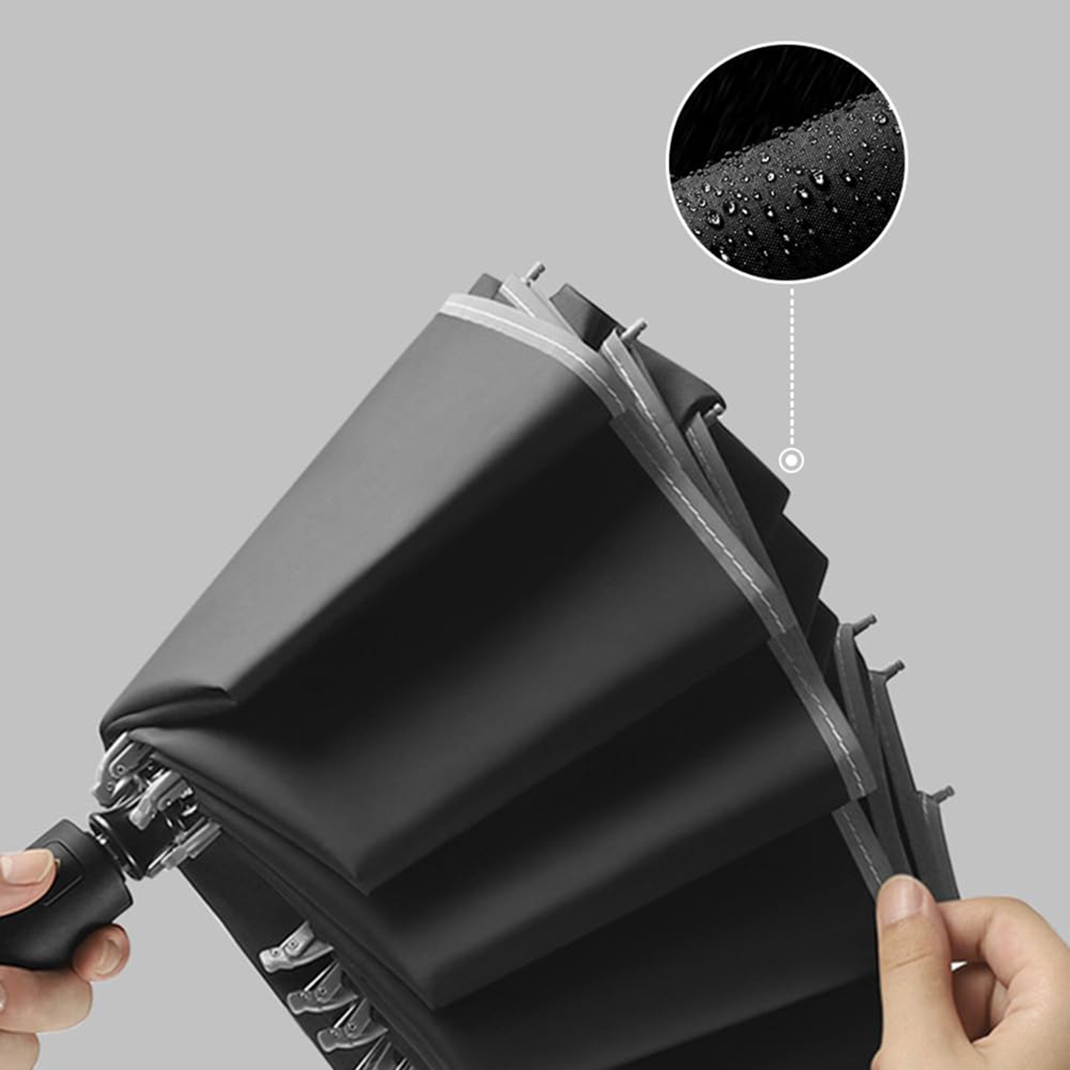 Foldable Windproof Inverted Umbrella with Reflective Strips 3