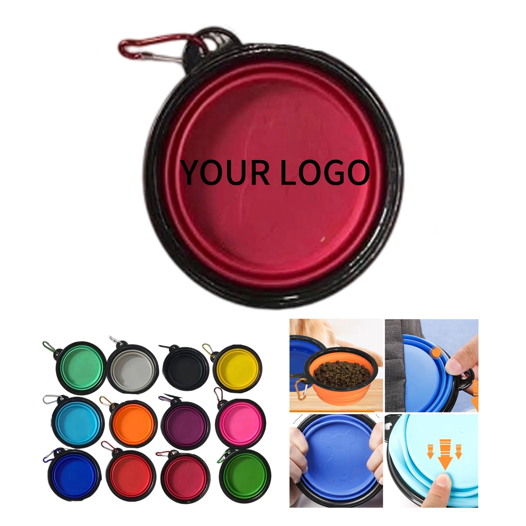 Compact Folding Dog Bowl with Carabiner Clip 4