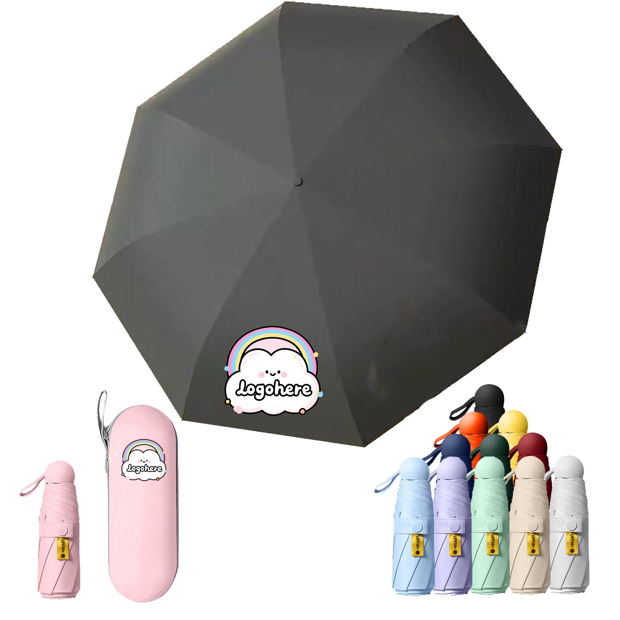 MOQ 30 Auto Open Compact Umbrella Sun Rain Dual Use 2
