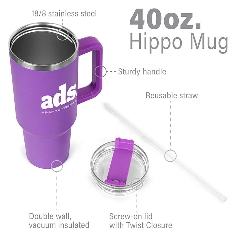 The Hippo Mug & Straw Lid 40 oz. 12
