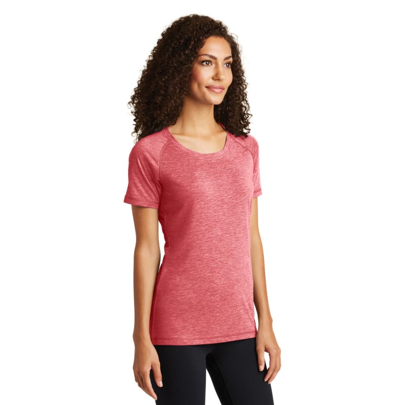 Sport-Tek Women's PosiCharge Tri-Blend Wicking Scoop Neck Raglan Tee. 21
